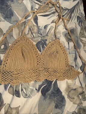 MOVING SALE Handmade Crochet Bralette in Tan